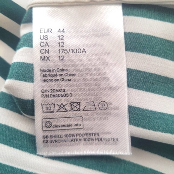 H&M Green Stripe Off-the-Shoulder Top Size 12 - Picture 10 of 12